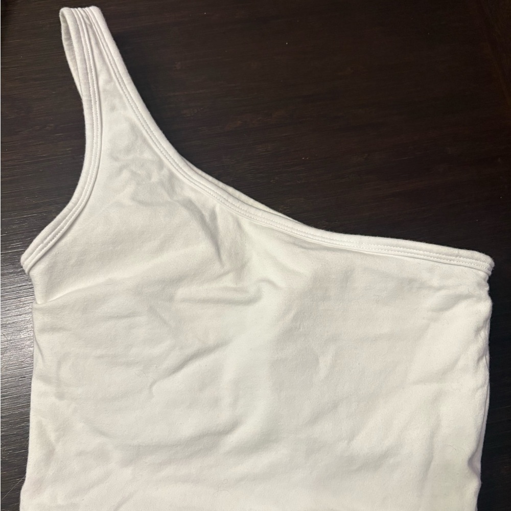 Klassy Network White One-Shoulder Crop with built in bra